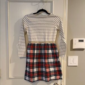 Crewcuts Gold and White Striped with Plaid Dress- Girl’s 10. NWT!